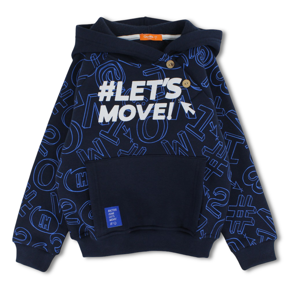 Boys Cotton Hoodie – “Let's Move“ Print