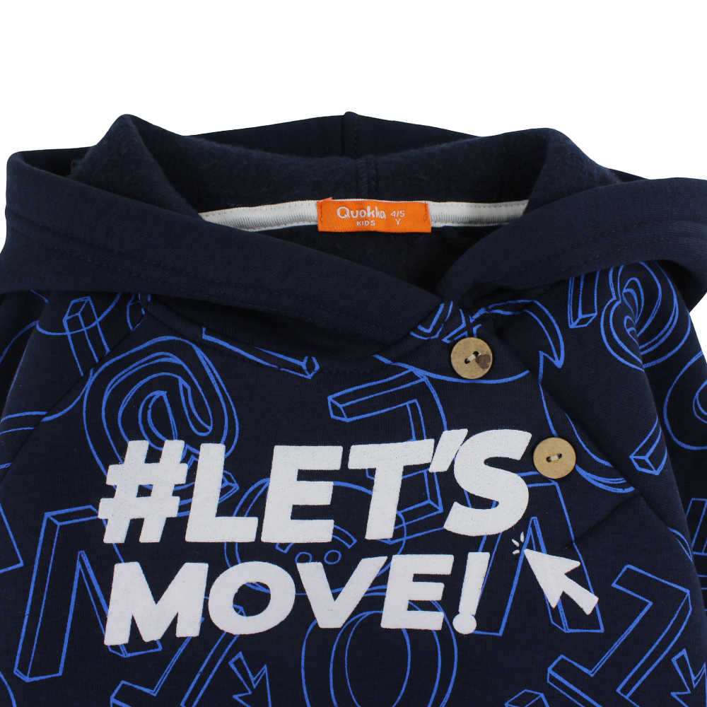 Boys Cotton Hoodie – “Let's Move“ Print