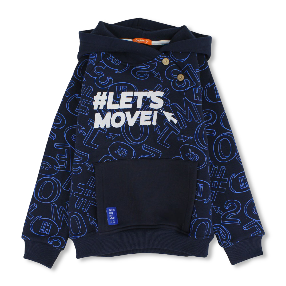 Boys Cotton Hoodie – “Let's Move“ Print