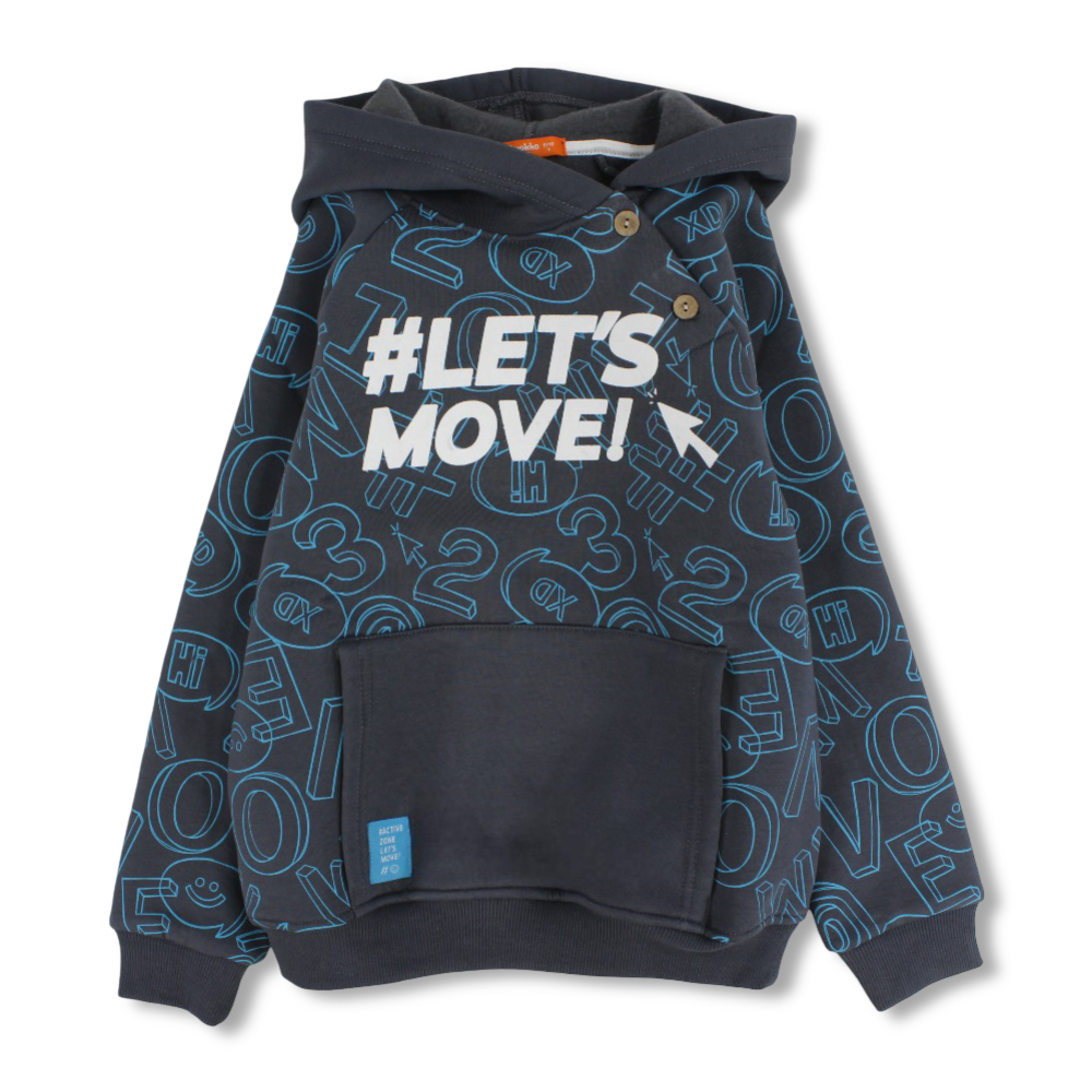 Boys Cotton Hoodie – “Let's Move“ Print