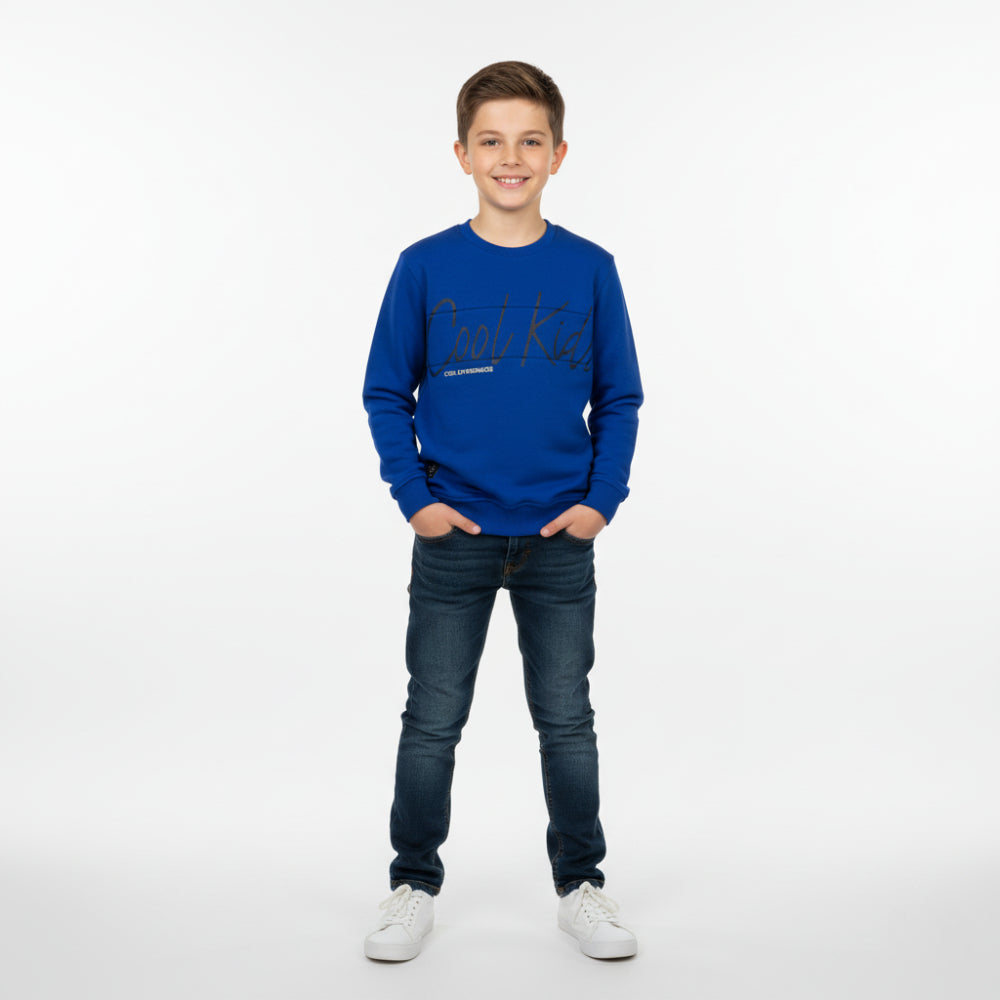 Boys Cotton Sweatshirt - "Cool Kids" Design