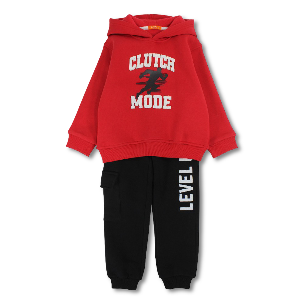 Boys Cotton Hooded 2-Piece Outfit Set – “Clutch Mode” Print