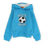 Boys Cotton Hoodie – Turquoise with Football Pint