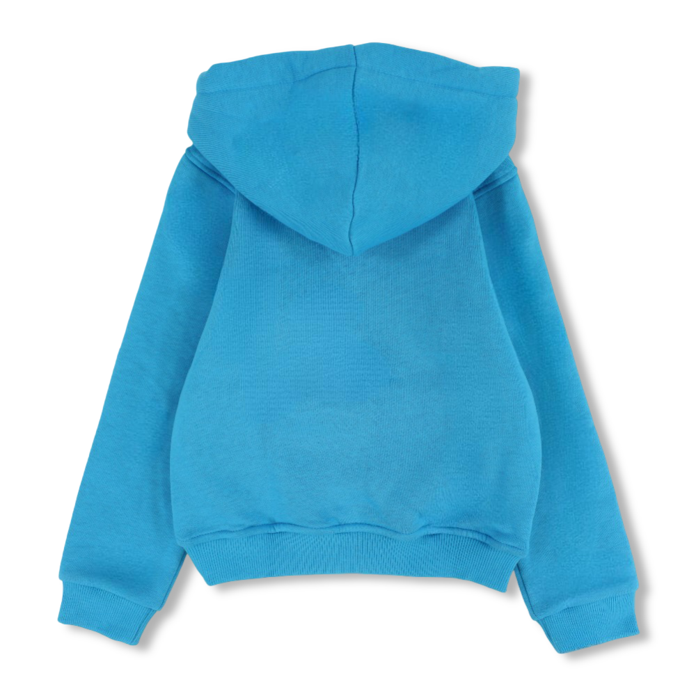 Boys Cotton Hoodie – Turquoise with Football Pint