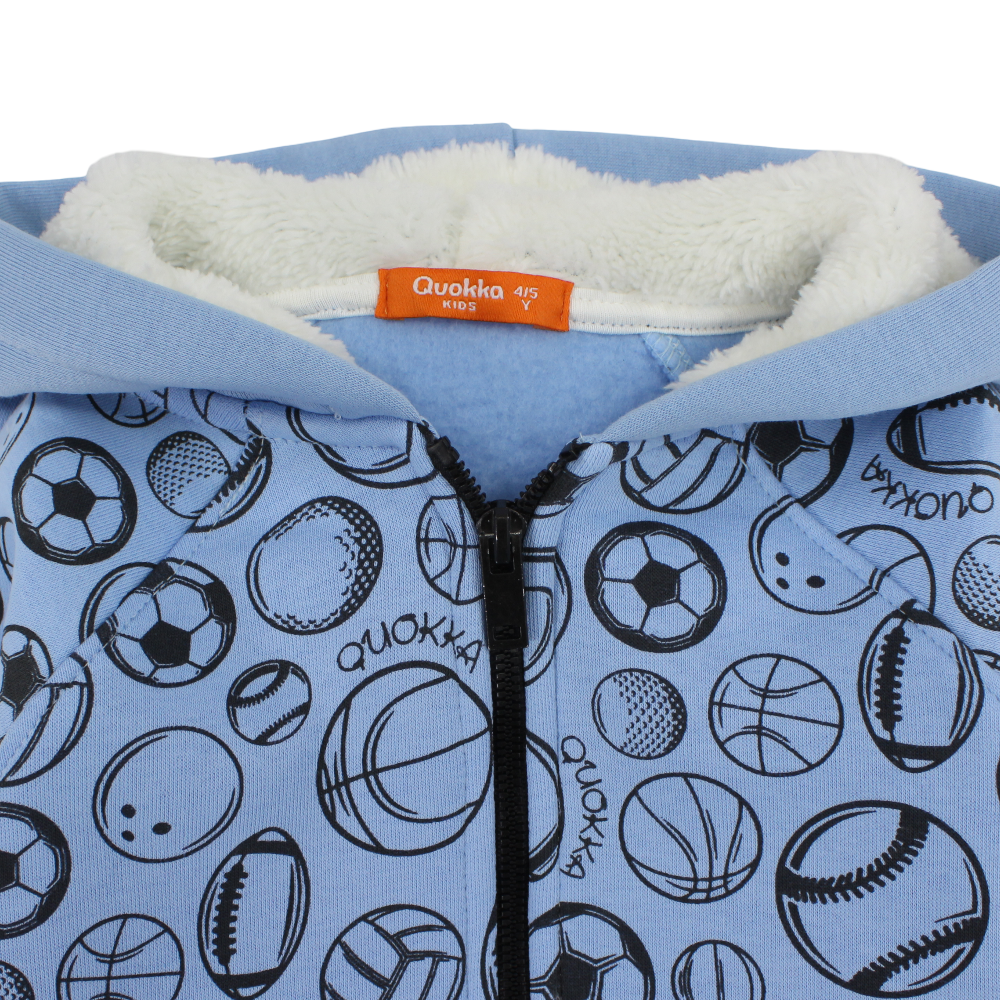 Boys Cotton Hoodie - Sports Balls Print