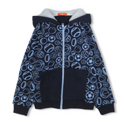 Boys Cotton Hoodie – Navy with Balls Print