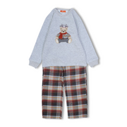 Boys Cotton 2-Piece Outfit Set – Grey with Bear Design