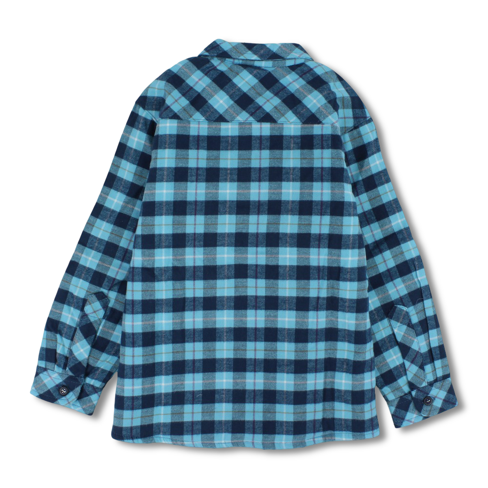 Boys Fleeced Shirt – Navy & Turquoise