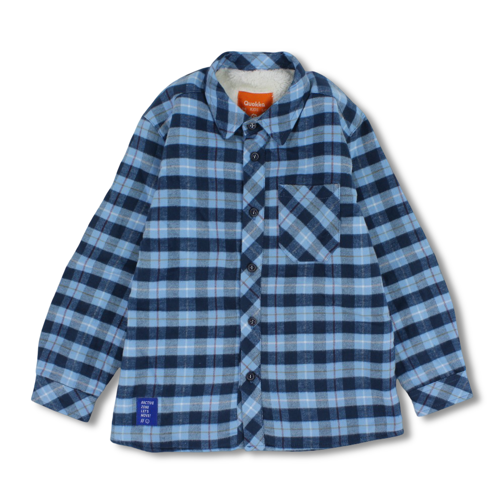 Boys Fleeced Shirt – Navy & Babyblue