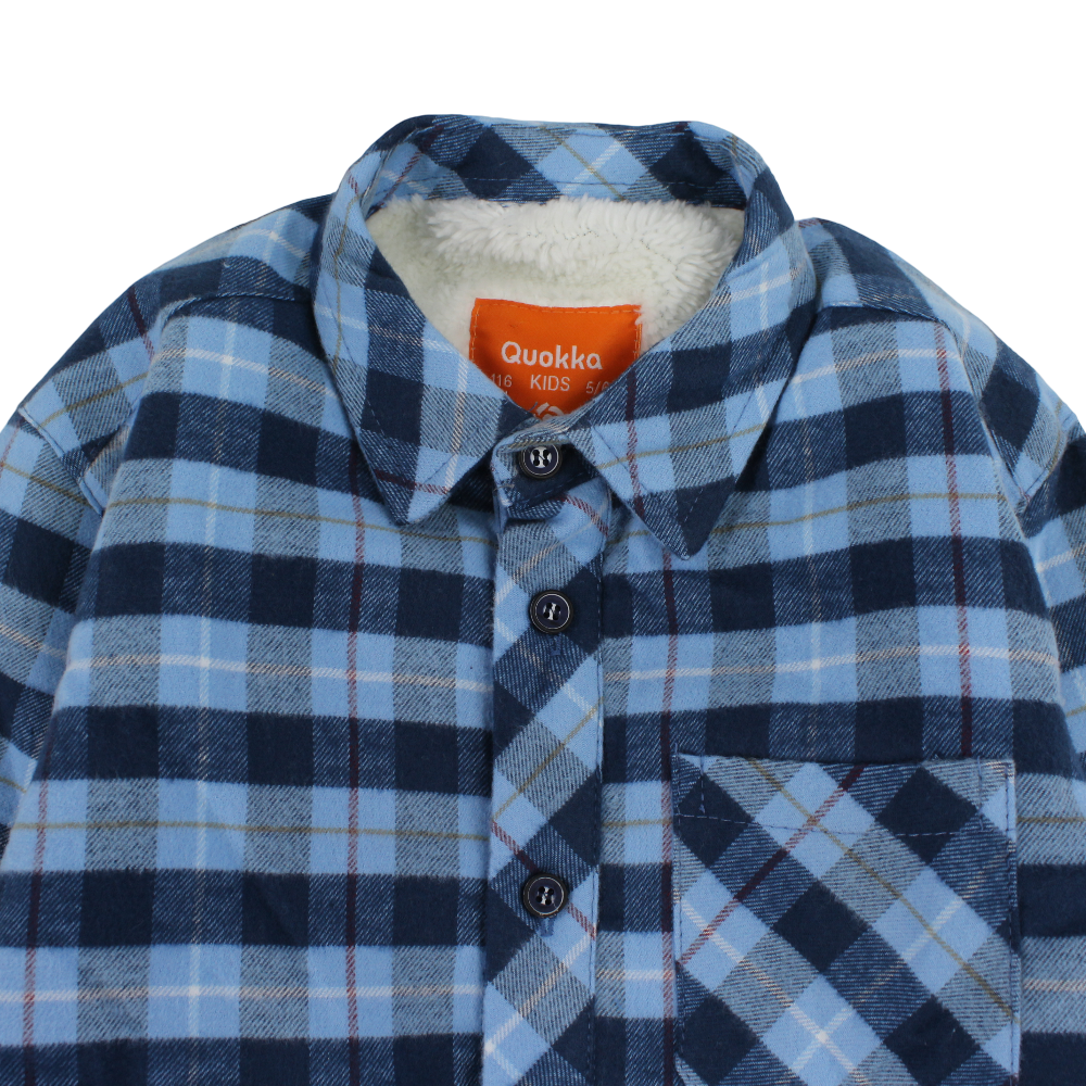 Boys Fleeced Shirt – Navy & Babyblue