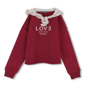 Girls Cotton Sweatshirt – Maroon with Cute Print