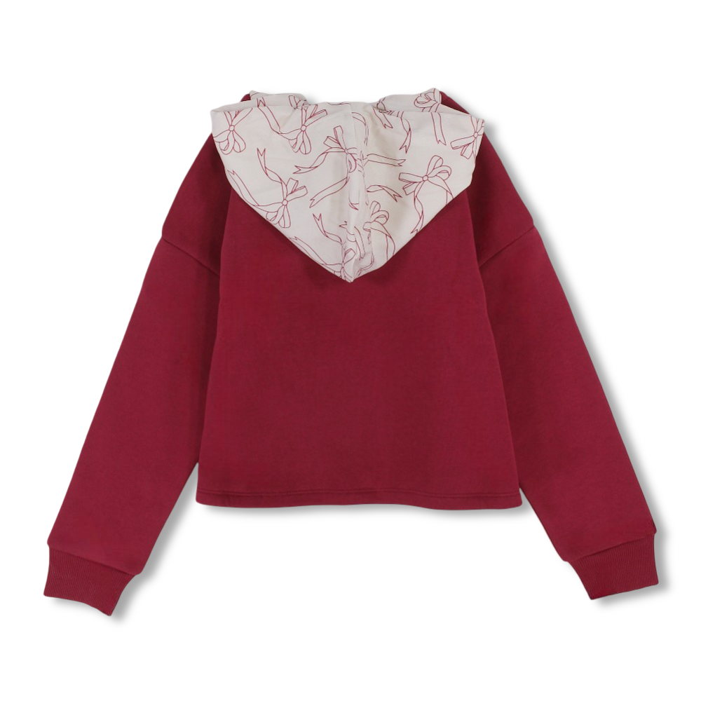 Girls Cotton Sweatshirt – Maroon with Cute Print