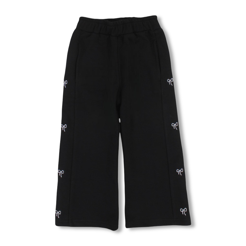 Girls Cotton Wide-Leg Pants – Black