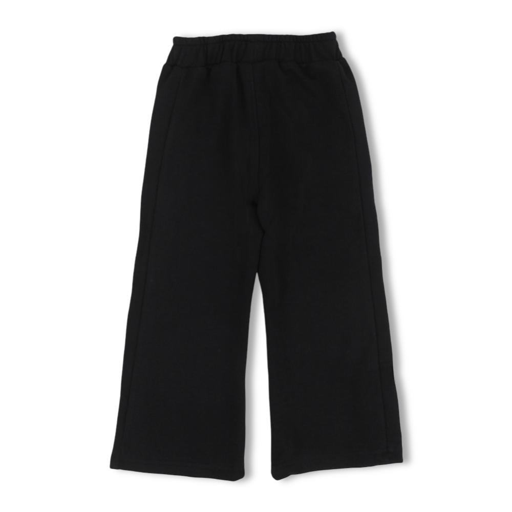 Girls Cotton Wide-Leg Pants – Black