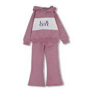 Girls Cotton 2-Piece Outfit Set – Dustypink with Look Cute Design