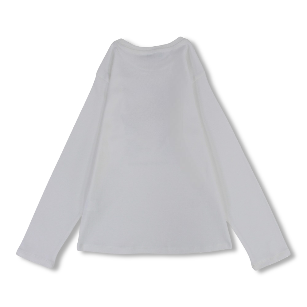 Girls Cotton T-Shirt – Off-White with Flowers Print