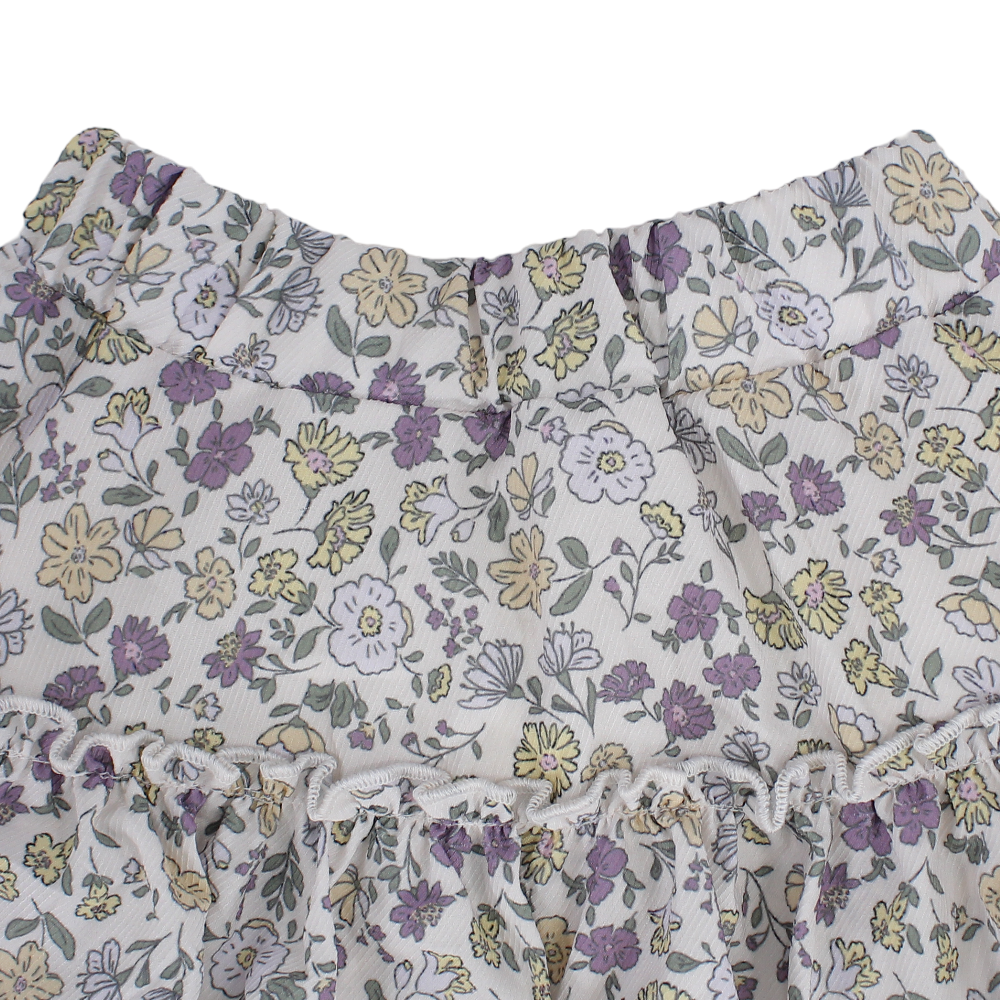 Girls Cotton Ruffled Skirt – Off-white with Floral Print