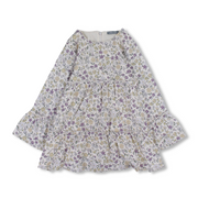 Girls Cotton Dress – Off-White with Floral Print