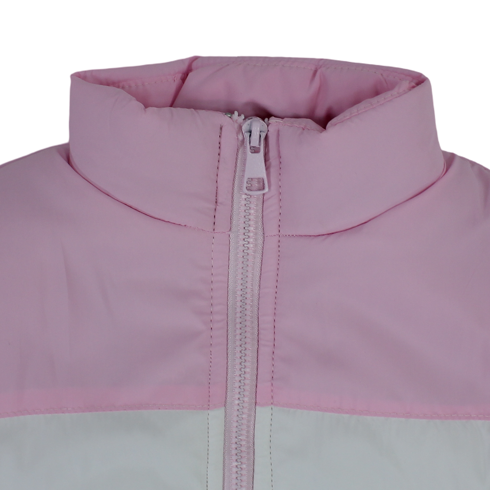 Girls Waterproof Puffer Vest - Pink/White/Beige