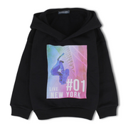 Unisex Cotton Hoodie – Black with New York Print