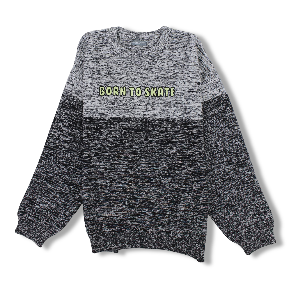 Boys Wool Pullover – Dark Grey with “Born to Skate” Design