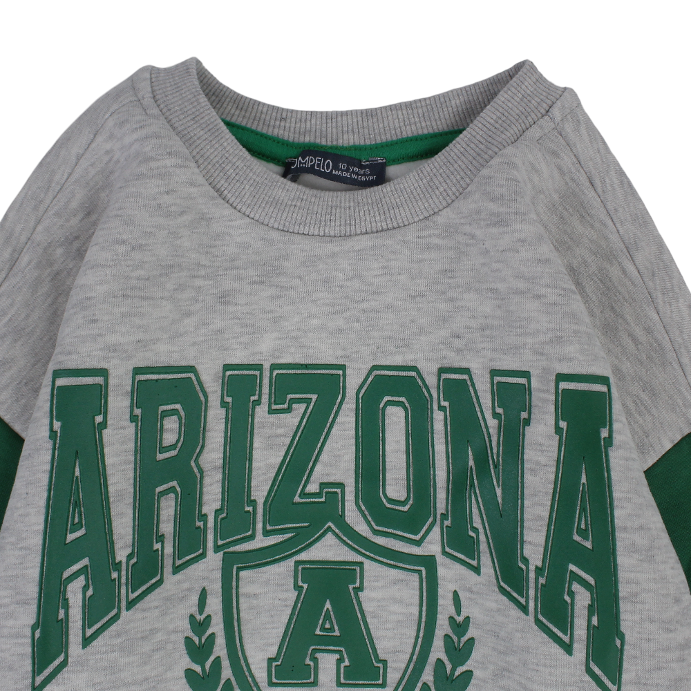 Boys Cotton Sweatshirt - Grey with Arizona Print