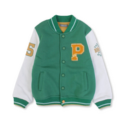 Boys Cotton Varsity Jacket – Green with Letter Patch