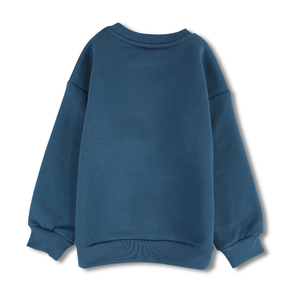 Boys Cotton Sweatshirt – Petroleum Blue with “Be Close to Nature” Print