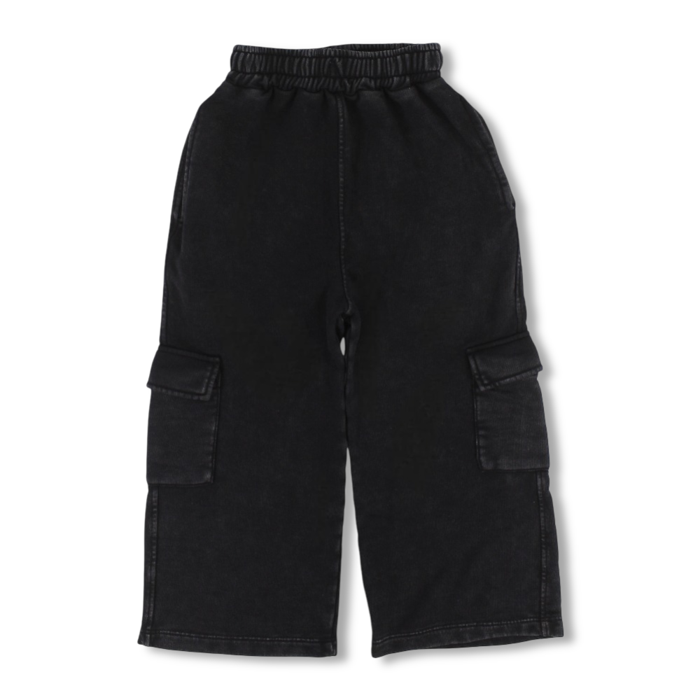 Boys Cotton Cargo Pants – Black