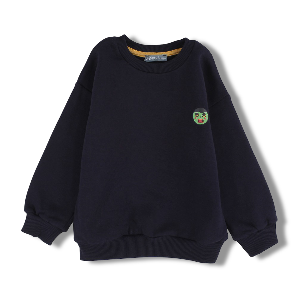 Boys Cotton Sweatshirt – Navy with Colorful Blocks Print