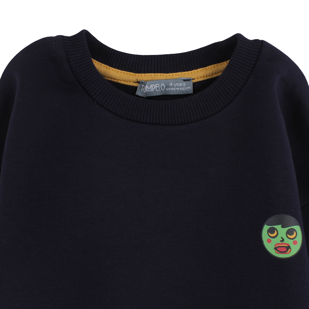 Boys Cotton Sweatshirt – Navy with Colorful Blocks Print