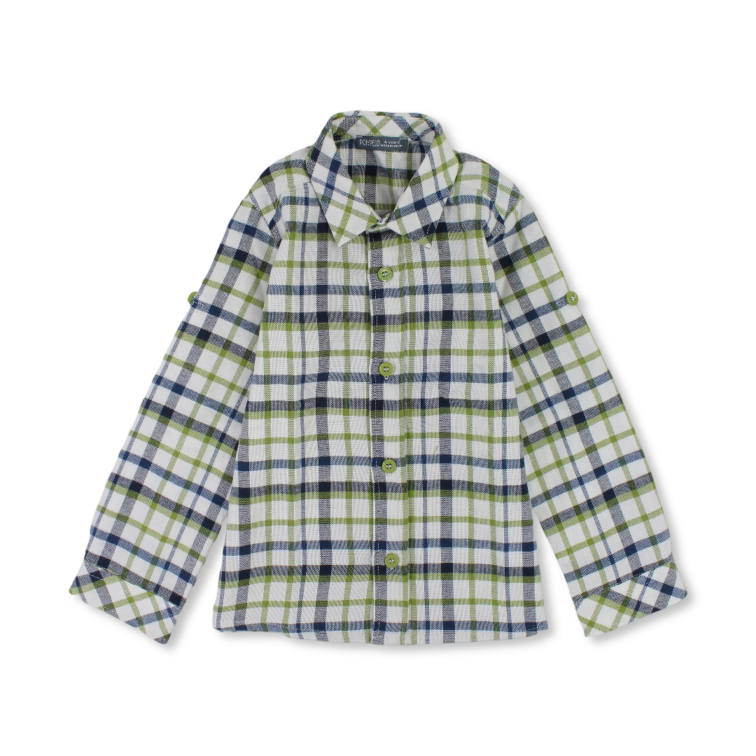 Boys Cotton Shirt – White*Green