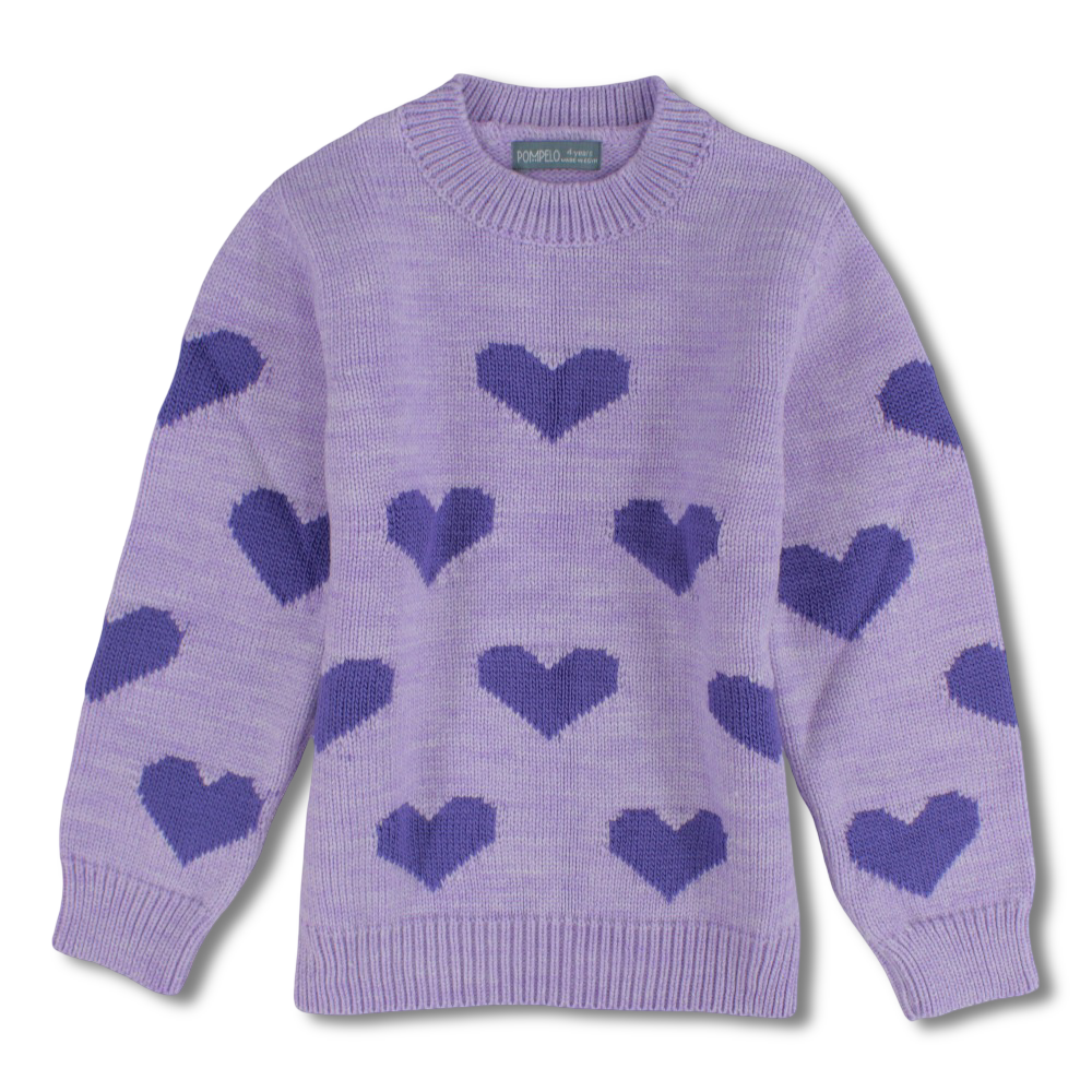 Girls Wool Pullover – Hearts Design