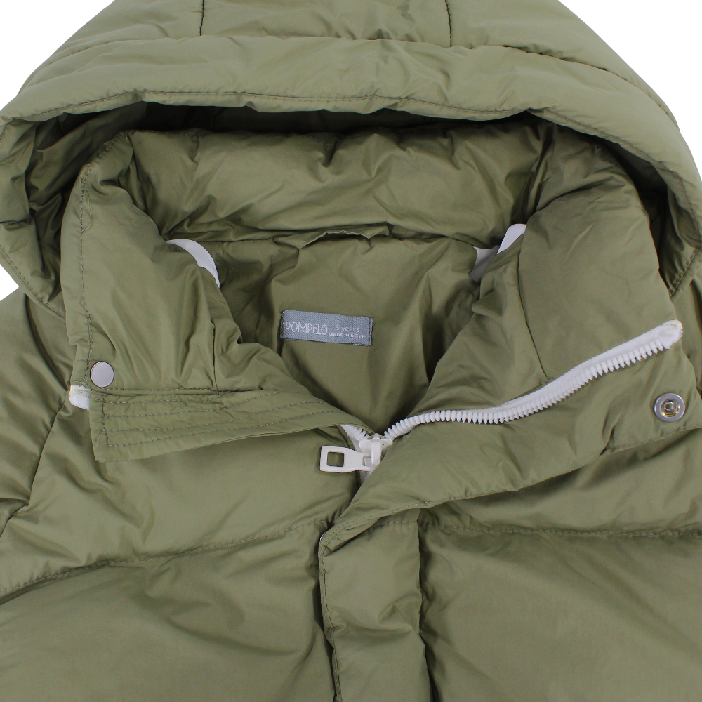 Girls Waterproof Hooded Jacket – Army Green