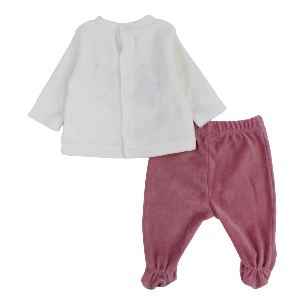 Baby Girls 2-Piece Outfit Set – Off-White/Purple