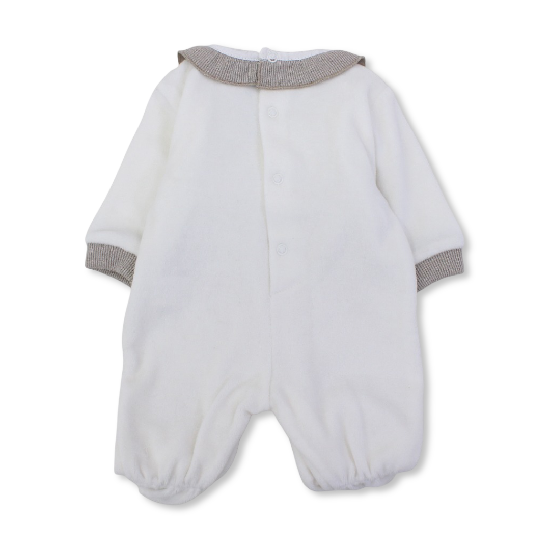 Baby Girls Velvet Baby Footie – Off-White