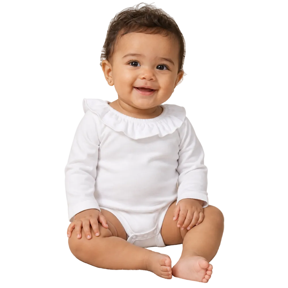 Baby Girls Cotton Bodysuit – Off-White