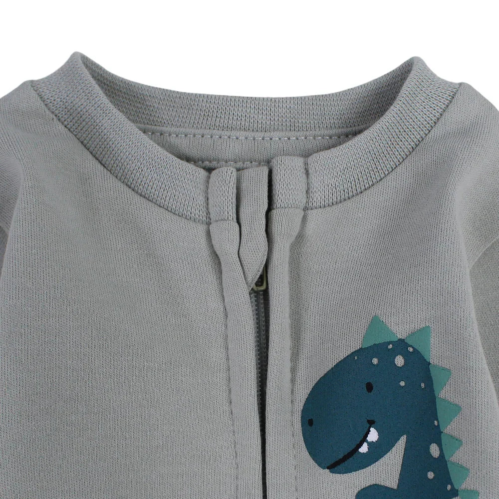 Baby Boys Cotton Footless Onesie - Mint with Dino Design