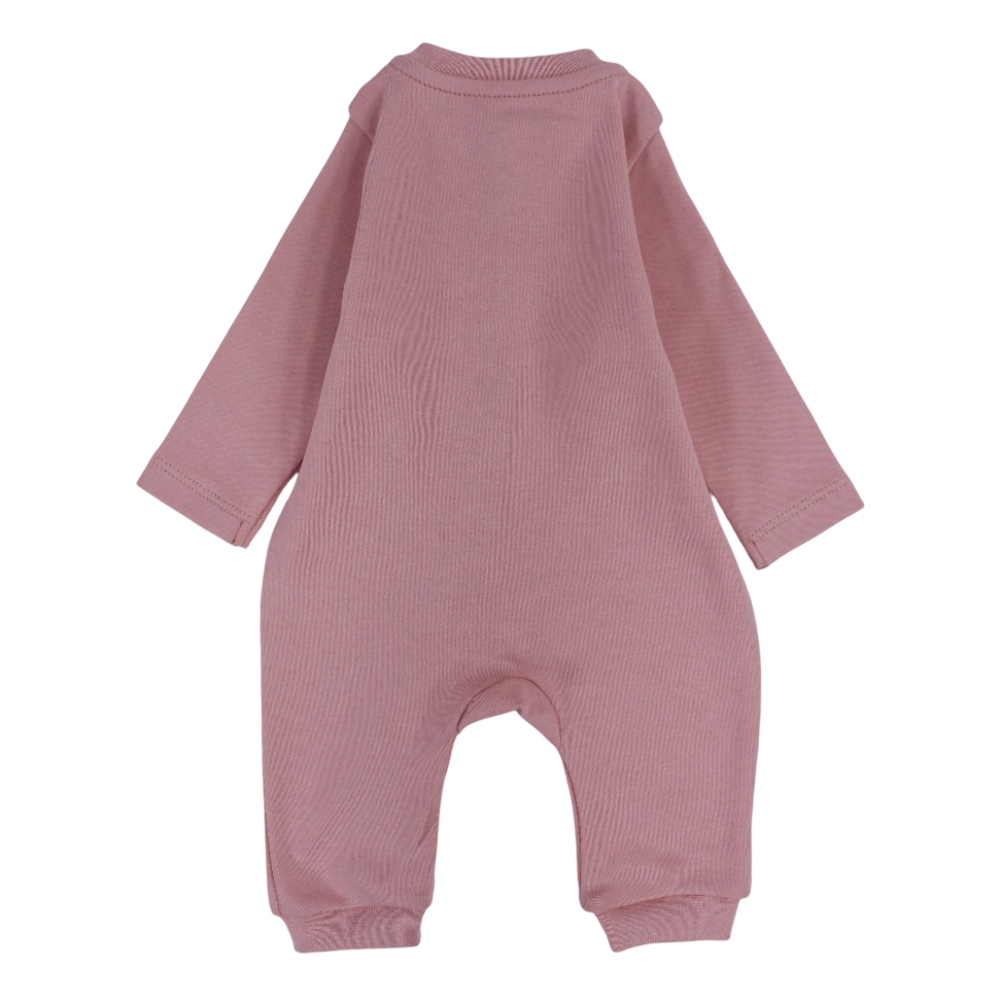 Baby Girls Cotton Footless Onesie – Dusty Pink with "Live, Laugh, Love" Design