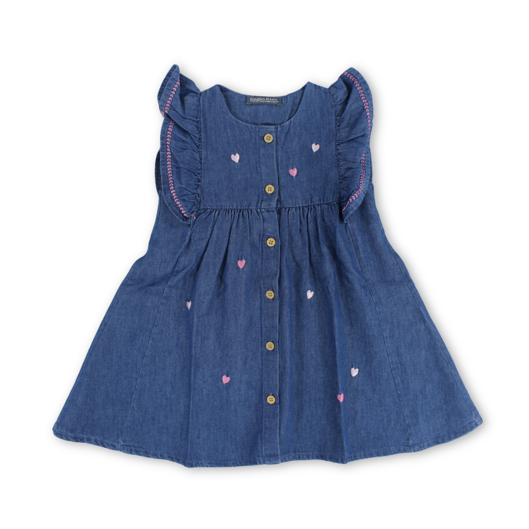 Baby Girls Denim Dress – Navy - Clothing - Pompelo