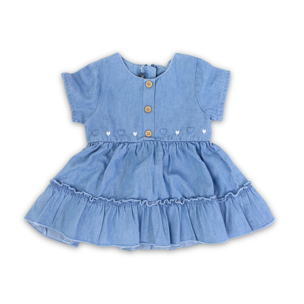 Baby Girls Cotton Denim Dress - Clothing - Pompelo