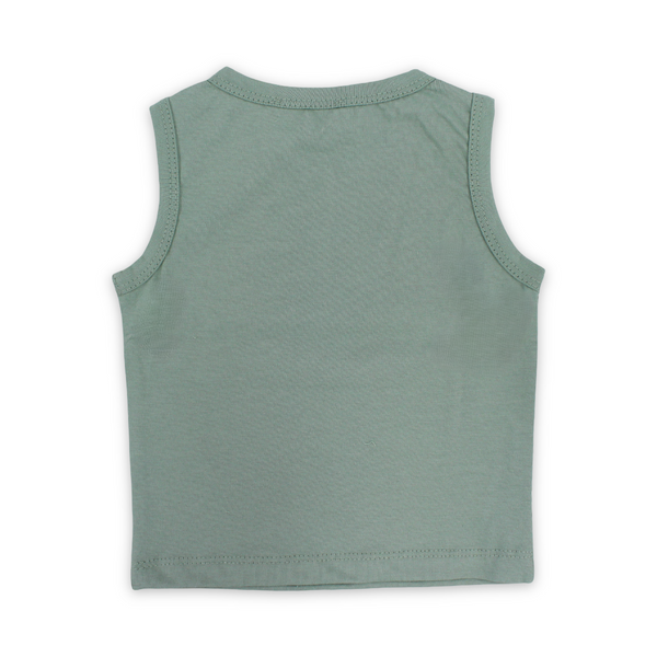 Baby Boys Cotton Sleeveless T-Shirt – "Dino-Mite Road" Print