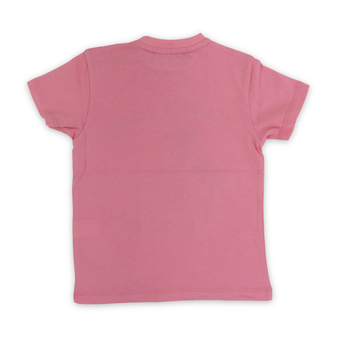 Baby Girls Cotton T-Shirt – Fuchsia with "Surf & Sand" Print