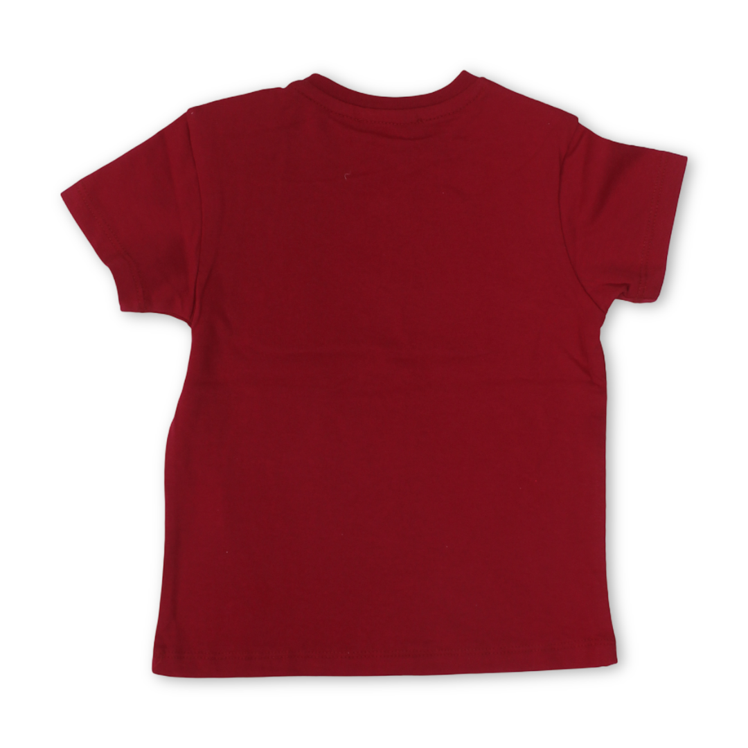 Unisex Baby Cotton T-Shirt – Red with  " Chase The Fun" Print