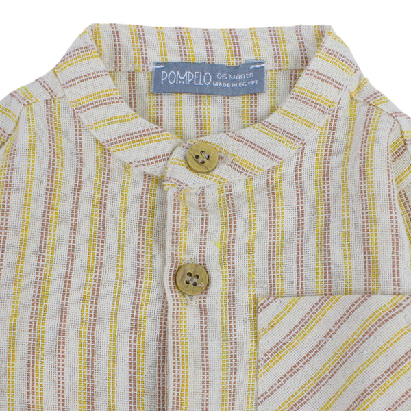 Baby Boys Linen Shirt – Striped Beige