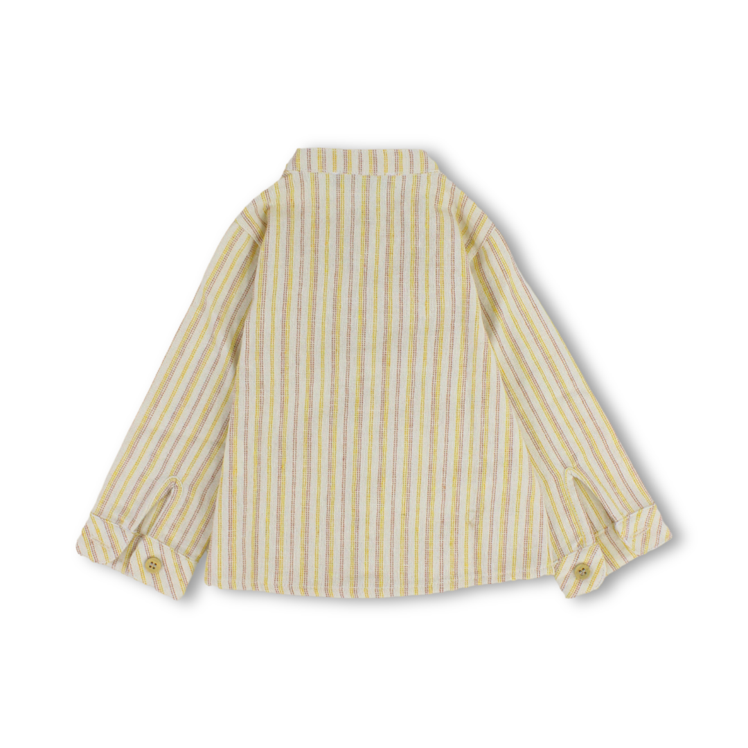 Baby Boys Linen Shirt – Striped Beige