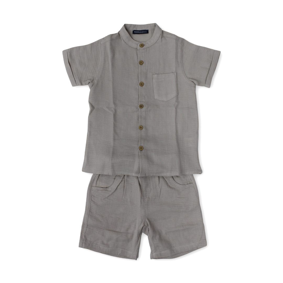 Baby Boys Cotton Outfit Set – Beige - Clothing - Pompelo