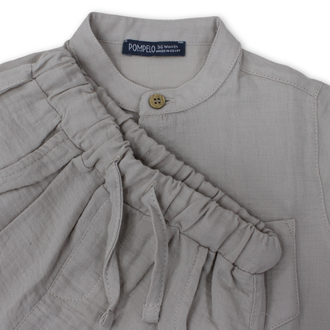 Baby Boys Cotton Outfit Set – Beige