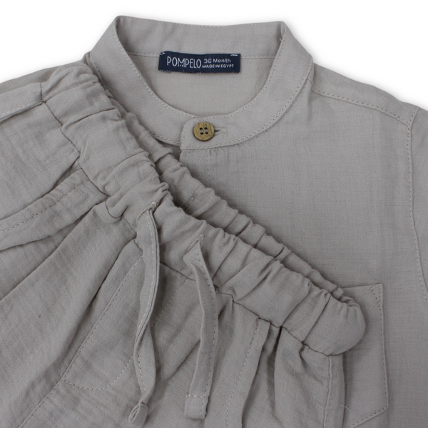 Baby Boys Cotton Outfit Set – Beige