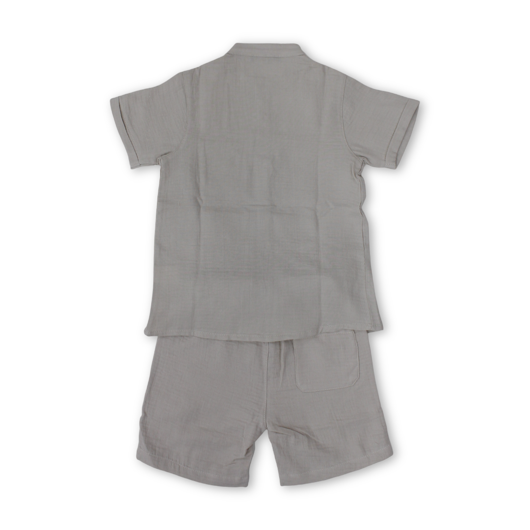 Baby Boys Cotton Outfit Set – Beige